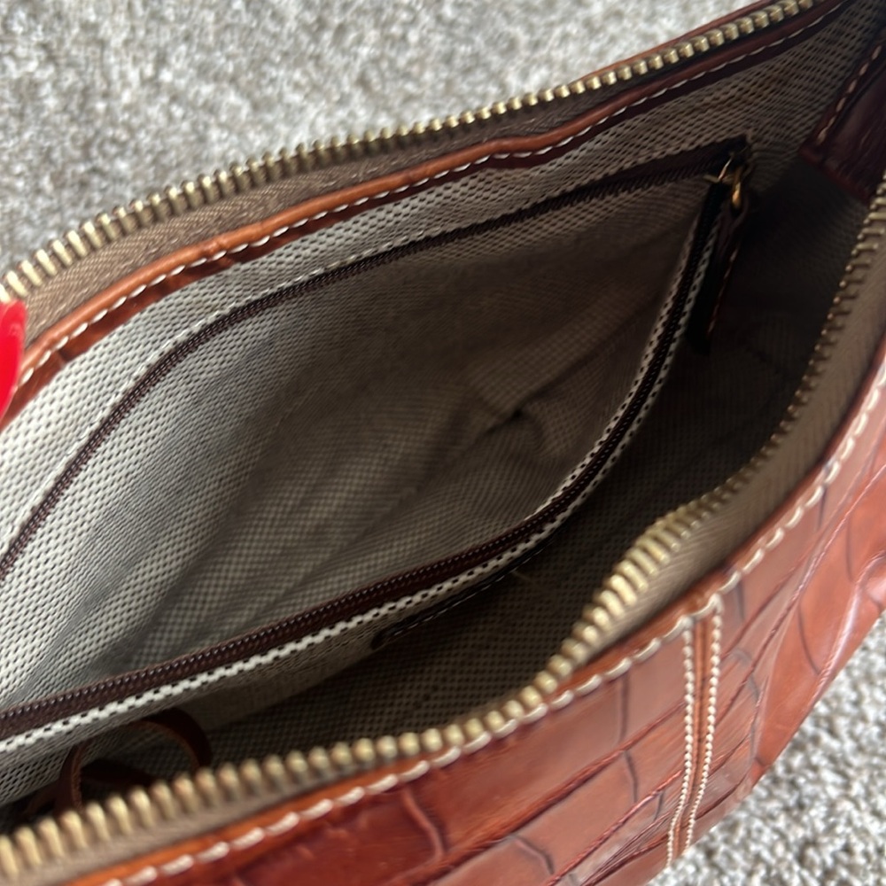 Dooney & Bourke Croc-Embossed Small Brown Leather Shoulder Bag - Picture 9 of 9